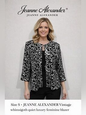JEANNE ALEXANDER vintage whimsigoth quiet luxury feminine blazer silver /size S